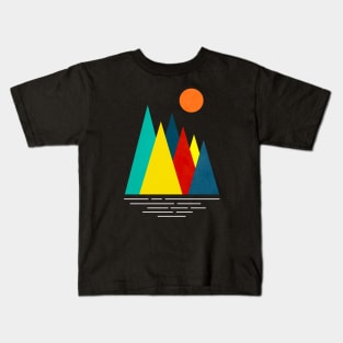 Linear and Colorful Mountains, Minimalist Abstract Nature Art  III Kids T-Shirt